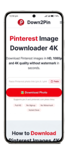 MOBILE MMOCKUP WITH PINTEREST IMAGE DOWNLOADER AT SCREEN